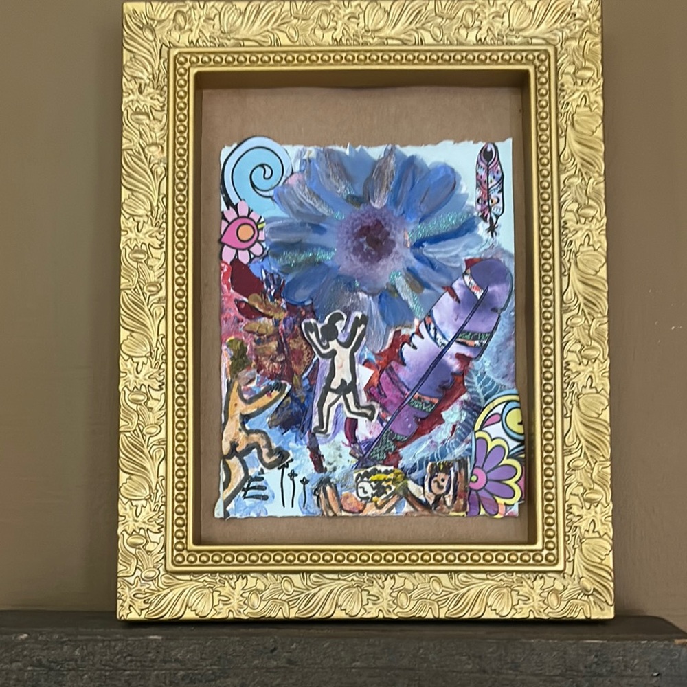Vibrant Abstract Art in Gold Frame